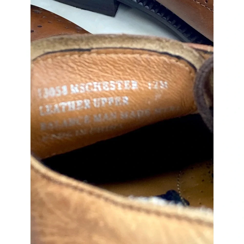 1901 Manchester Wingtip Derby Shoes Mens 12 Tan Leather Brogue Lug Sole Preppy